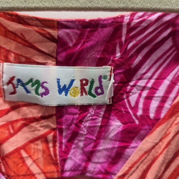 JAM's World Pink Floral Sun Dress Beach Coverup Hibiscus Vintage Size Medium - Picture 2 of 5